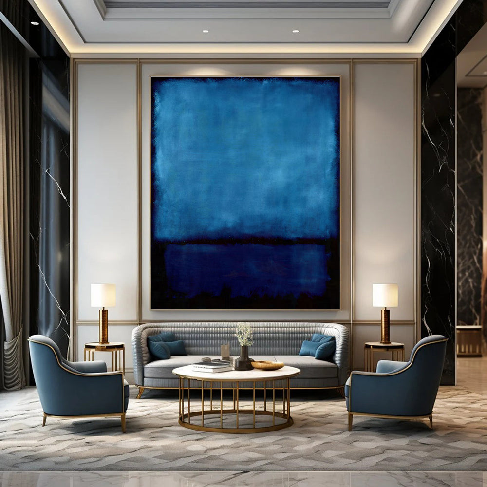 Deep Blue Abstract Color Block Painting For Sale WS496