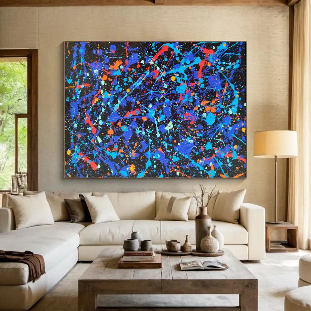 Unique Abstract Art Multicolor Splatter Abstract, Large Contemporary Wall Art HS453