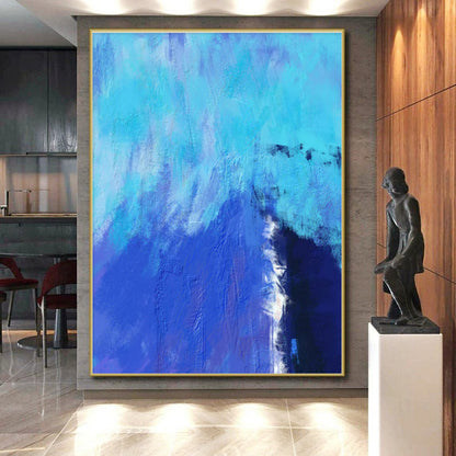 Acrylic Modern Art Paintings Blue and Turquoise Textured Abstract Painting On Canvas HS809