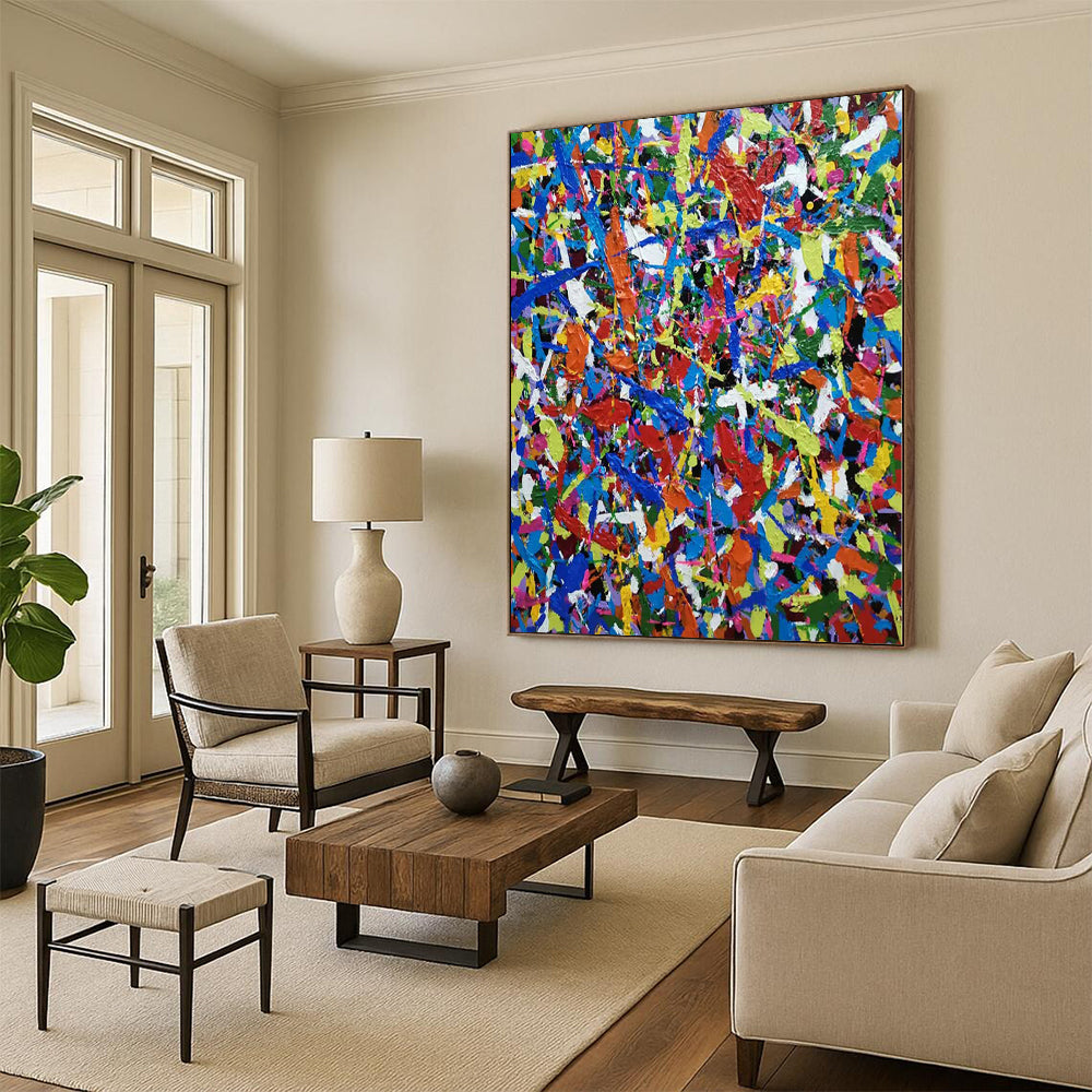 Unique Abstract Art Multicolor Splatter Abstract Painting For Sale HS095