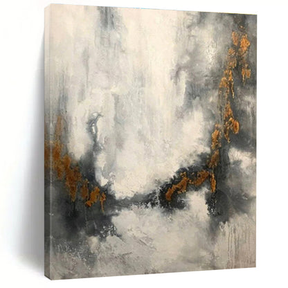 Hand Painted Art Gray & Gold Textured Abstract, Acrylic Modern Art Paintings HS430