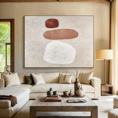 Big Size Brown, Beige and White Abstract Minimalist Painting WB119