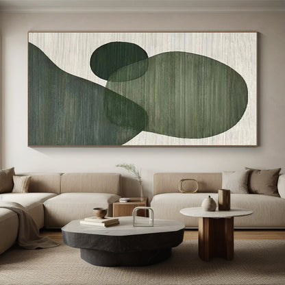 Gaint Canvas Art Green Geometric Abstract, Oversized Abstract Wall Art HS334