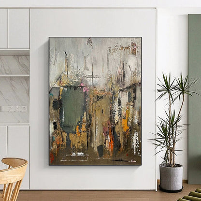 Multicolored Urban-Inspired Abstract Painting HS570