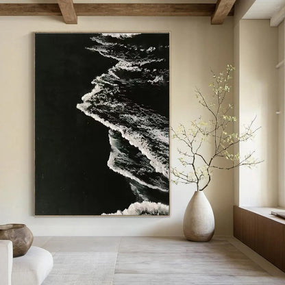 Black, White Abstract Seascape Art For Bathroom and Coastal-Themed Living Room WS454