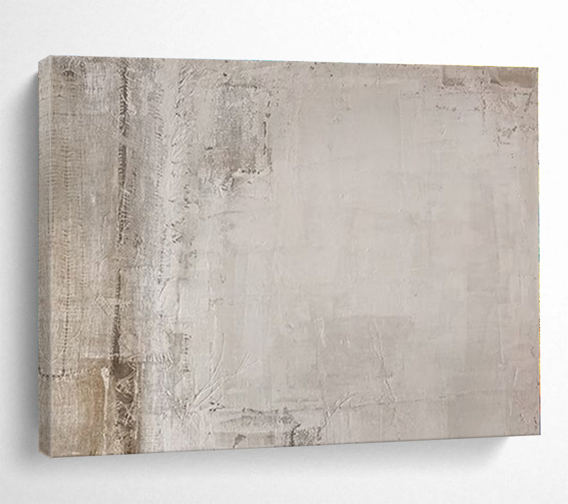 Beige, Gray Abstract Textured Acrylic Painting WB026