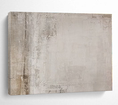 Beige, Gray Abstract Textured Acrylic Painting WB026