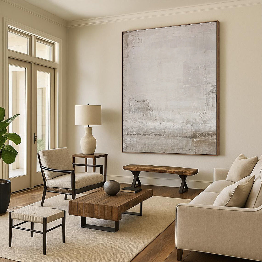 Minimalist Canvas Art Beige Textured Abstract, Handmade Art HS222