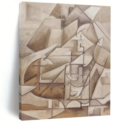 Gaint Canvas Art Beige Geometric Abstract, Oversized Abstract Wall Art HS438