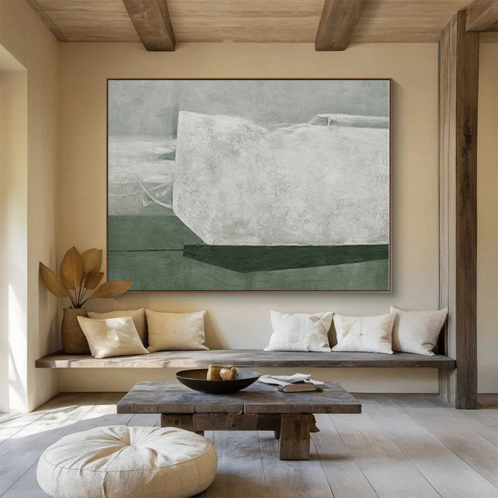 Huge Size Gray and White Abstract Minimalist Painting WB123