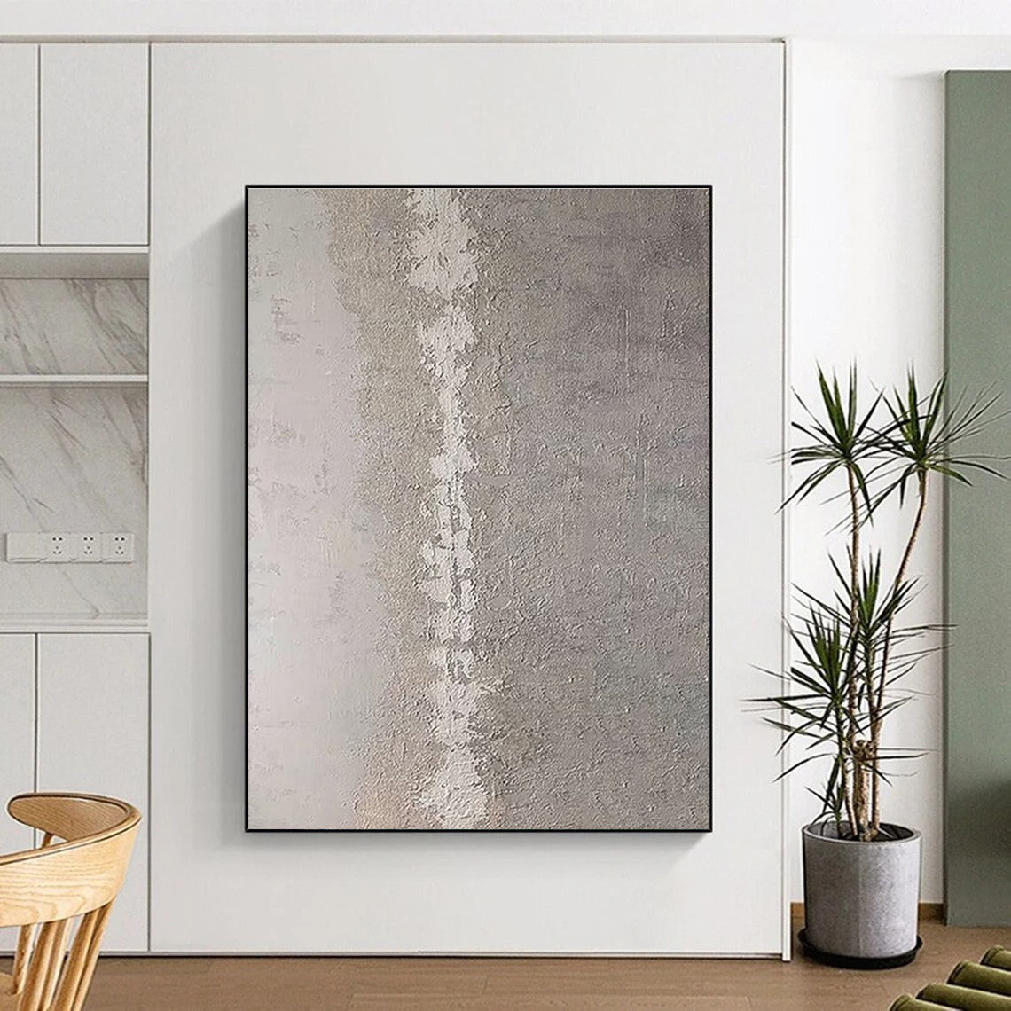 Hand Painted Art Gray Textured Abstract, Acrylic Modern Art Paintings HS310