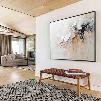 Hand Painted Art with White, Beige and Black Colors, Textured Abstract Theme WB305