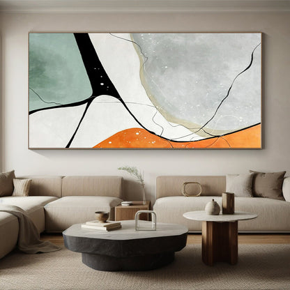 Minimalist Canvas Art Gray, Orange, and Black Geometric Abstract Art HS730