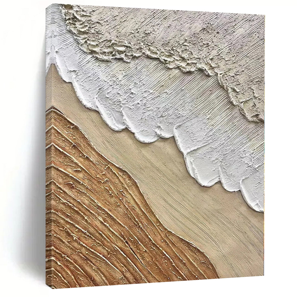 Hand-Painted Beige, Brown, and White Textured Layered Abstract Painting For Sale HS013