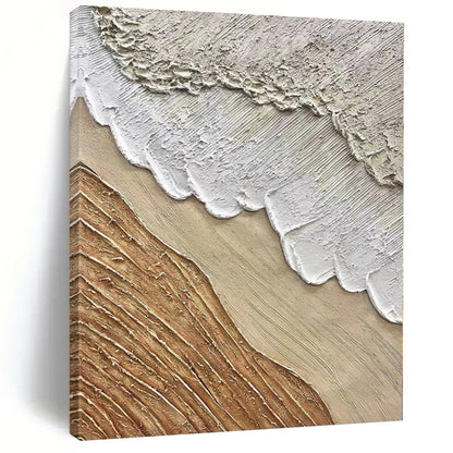 Hand-Painted Beige, Brown, and White Textured Layered Abstract Painting For Sale HS013