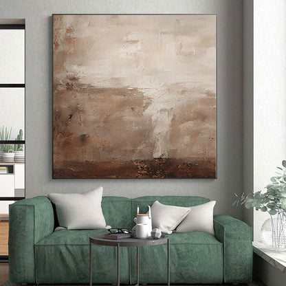 Hand-Painted Beige and Brown Abstract Textured Painting For Sale HS070