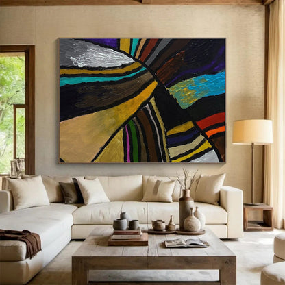 Multicolor Geometric Shapes Abstract Acrylic Painting WB011