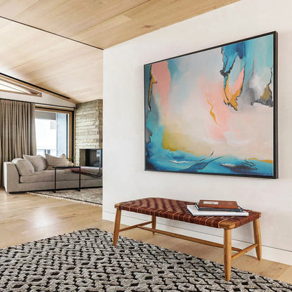 Blue, Pink, Yellow Abstract Fluid Acrylic Painting WB018