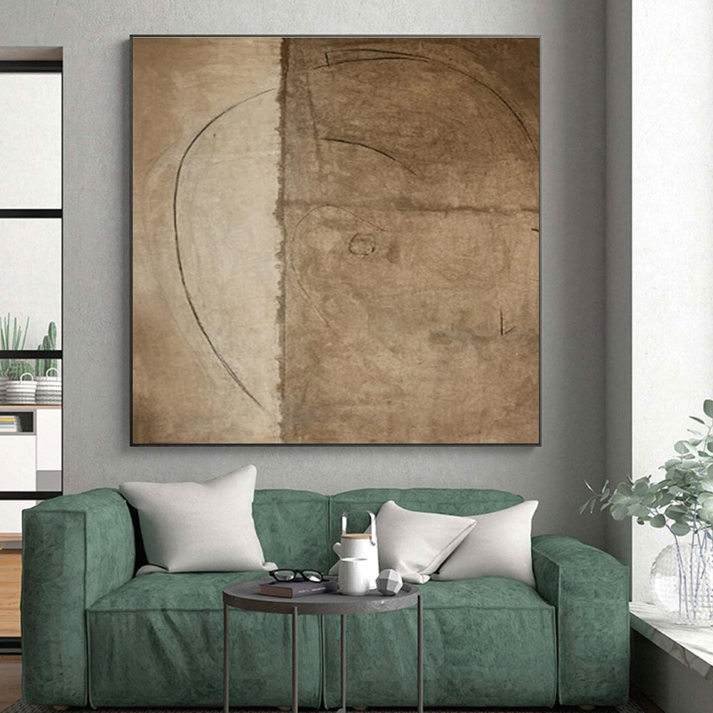 Monochromatic Minimalist Line Abstract Drawing HS563