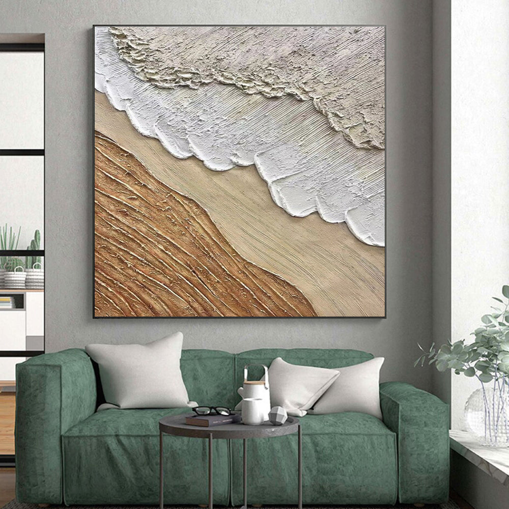 Beige and Brown Textured Abstract Painting HS569
