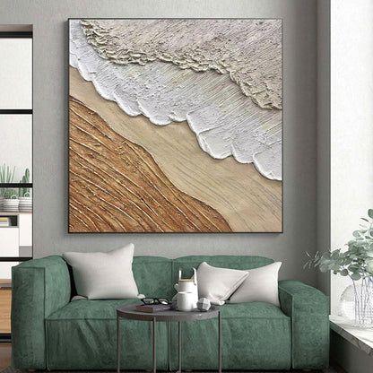 Beige and Brown Textured Abstract Painting HS569