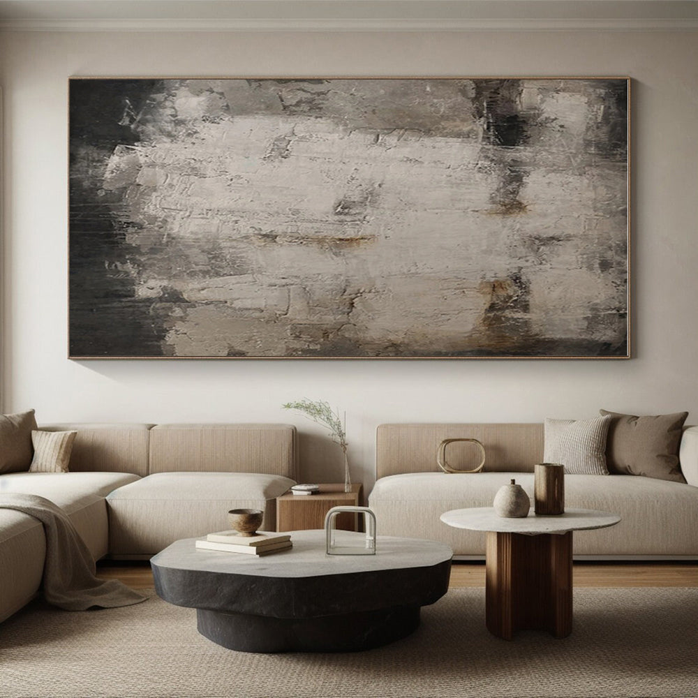 Unique Abstract Art Gray Textured Abstract, Large Contemporary Wall Art HS318