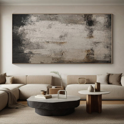 Unique Abstract Art Gray Textured Abstract, Large Contemporary Wall Art HS318