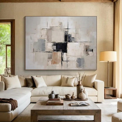 Modern Art Abstract Paintings: Neutral Tones Geometric Abstract Painting WB360