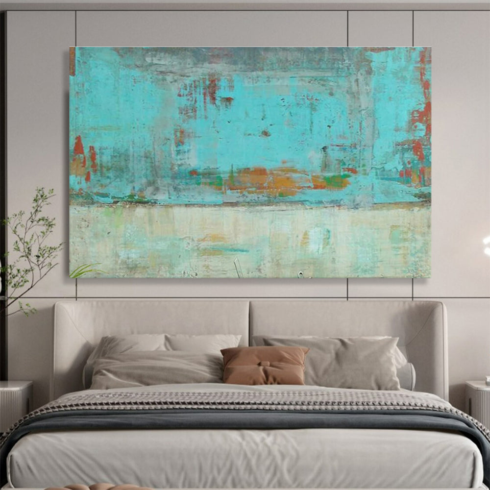 Hand Painted Art: Turquoise and Earthy Tones Textured Abstract Painting WB362