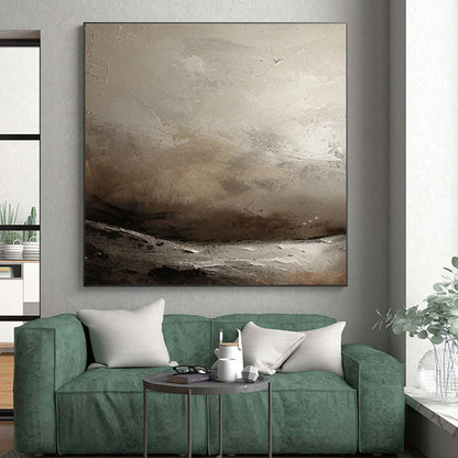 Minimalist Canvas Art with Gray, Beige and Black Colors, Abstract Landscape Theme HS488