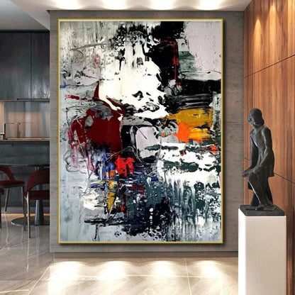 Hand-Painted Multicolor Gestural Abstract, Acrylic Modern Art Painting HS271