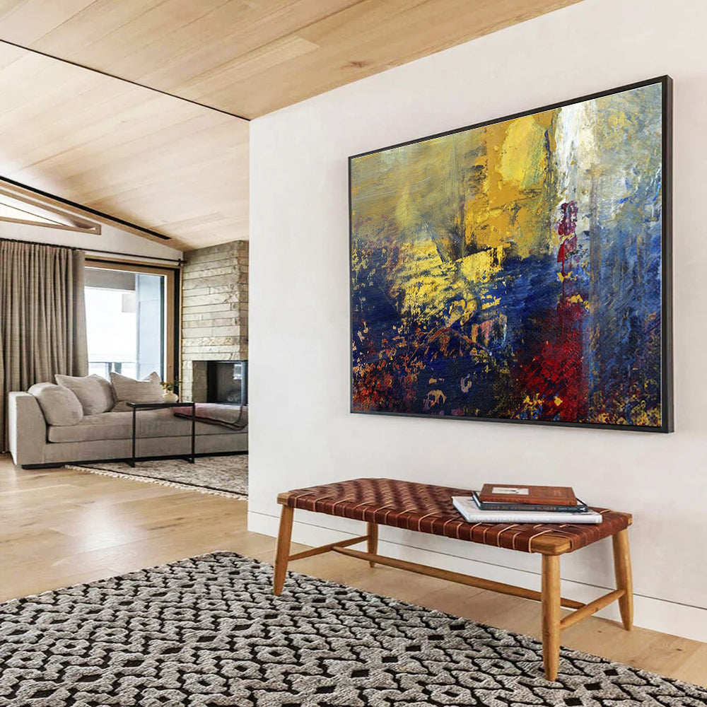 Oversized Canvas Art Yellow, Blue and Red Abstract Urban Painting WB063