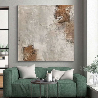 Hand Painted Art Beige & Brown Textured Abstract, Acrylic Modern Art Paintings HS305