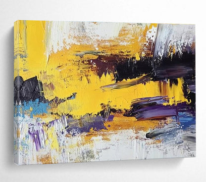 Big Size Yellow, Purple, and Black Textured Abstract Art WB236