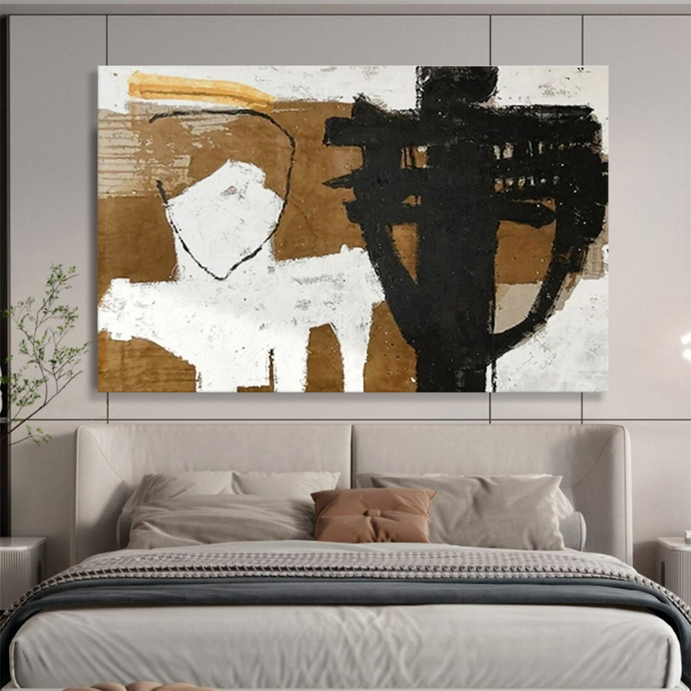 Brown, Black, White Abstract Figurative-Inspired Art For Sale WB383
