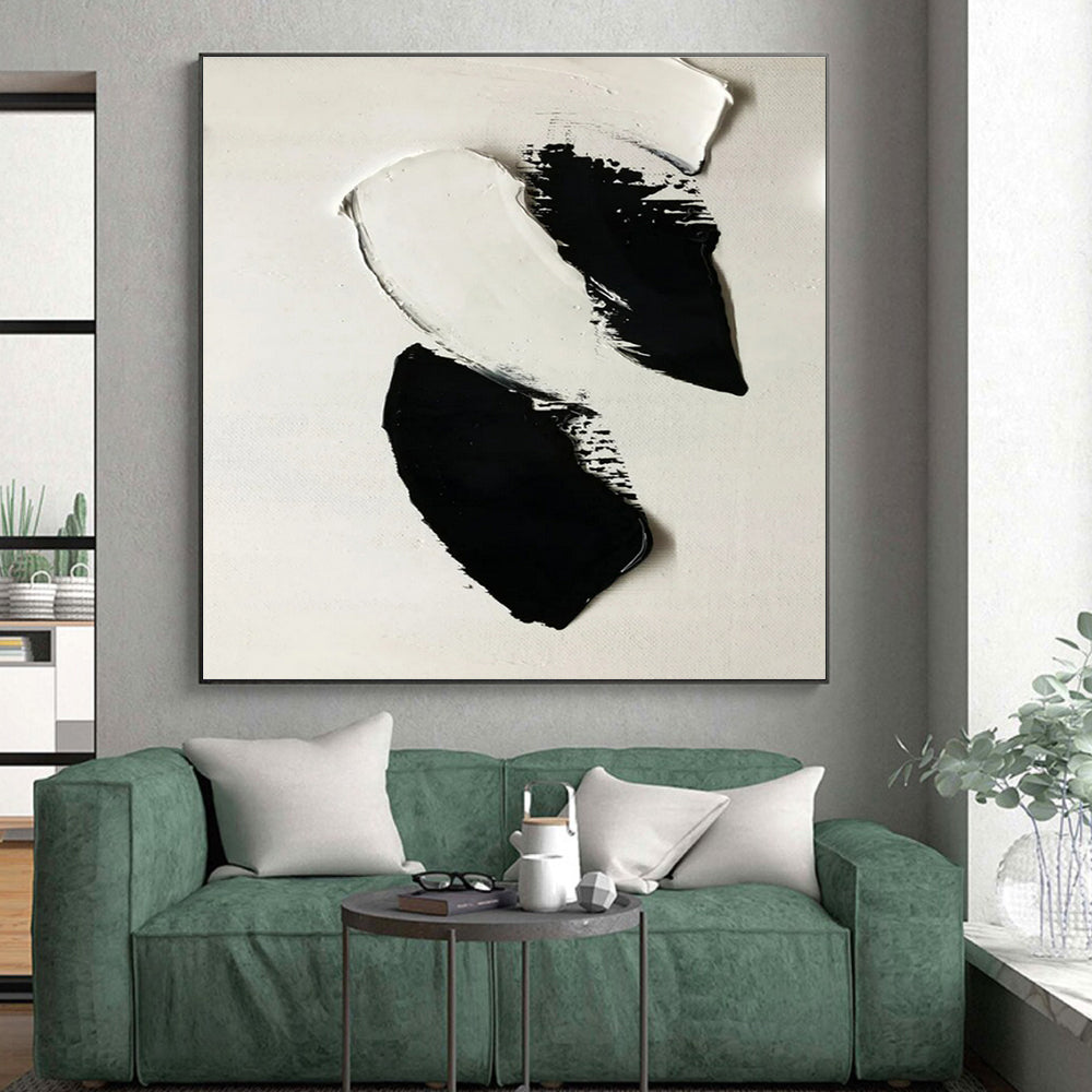Black and White Textured Abstract Acrylic Painting HS564
