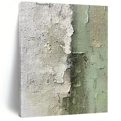 Hand-Painted Gray and Green Textured Abstract Painting For Sale HS010
