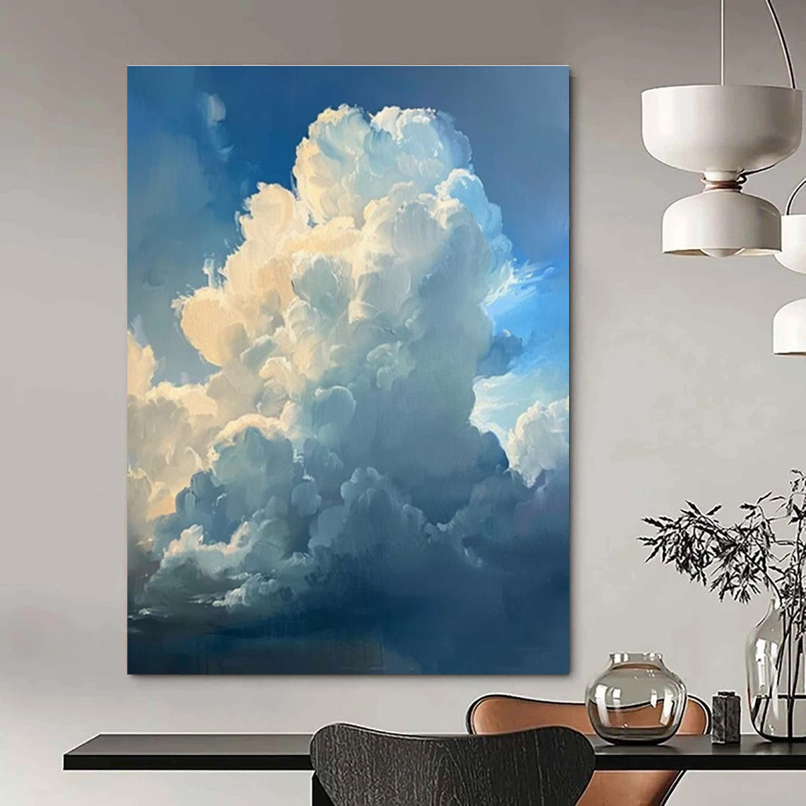 Blue, White Abstract Cloudscape Art For Bedroom and Living Room WS442