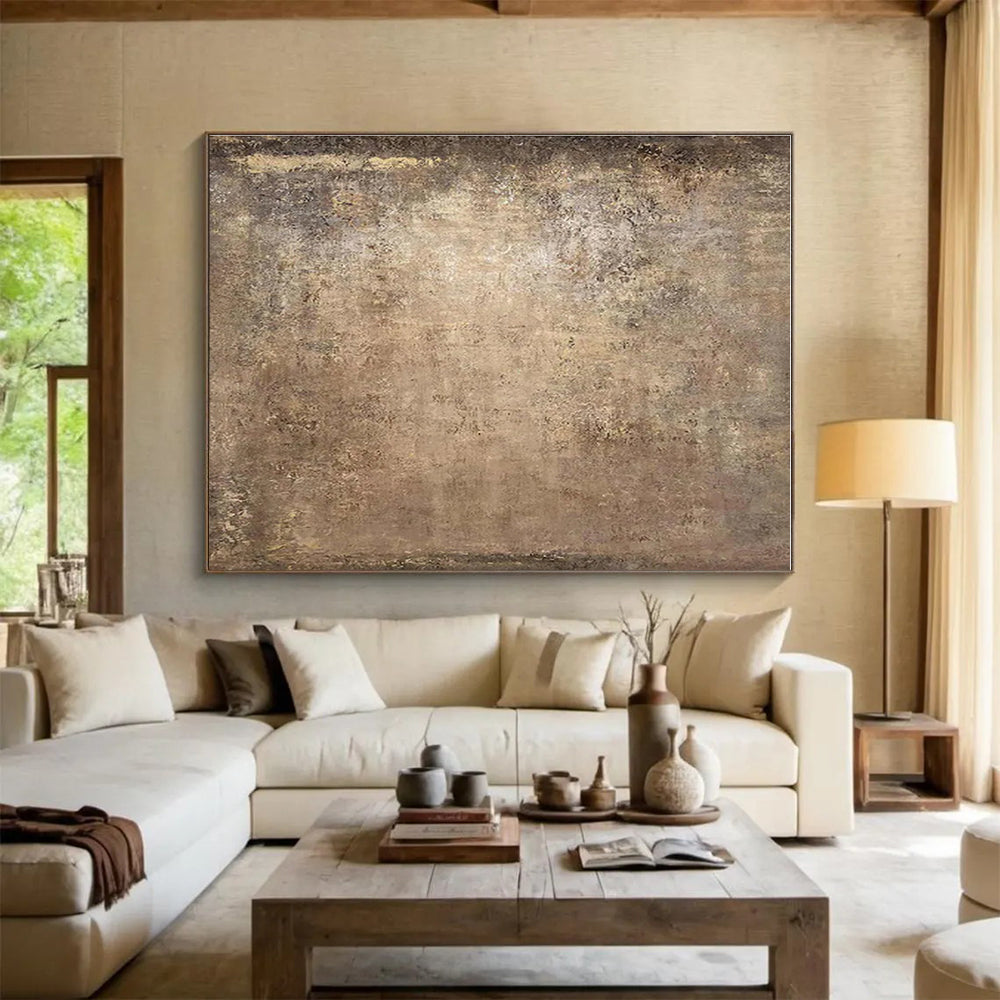Oversized Canvas Art Brown and Beige Abstract Textured Painting WB120
