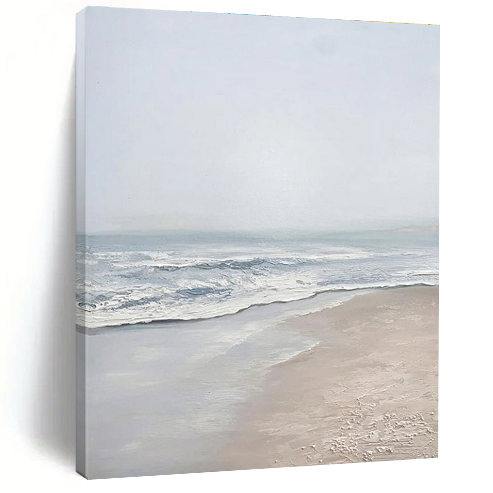 Beige, Blue Abstract Seascape Art For Living Room and Bathroom WS451