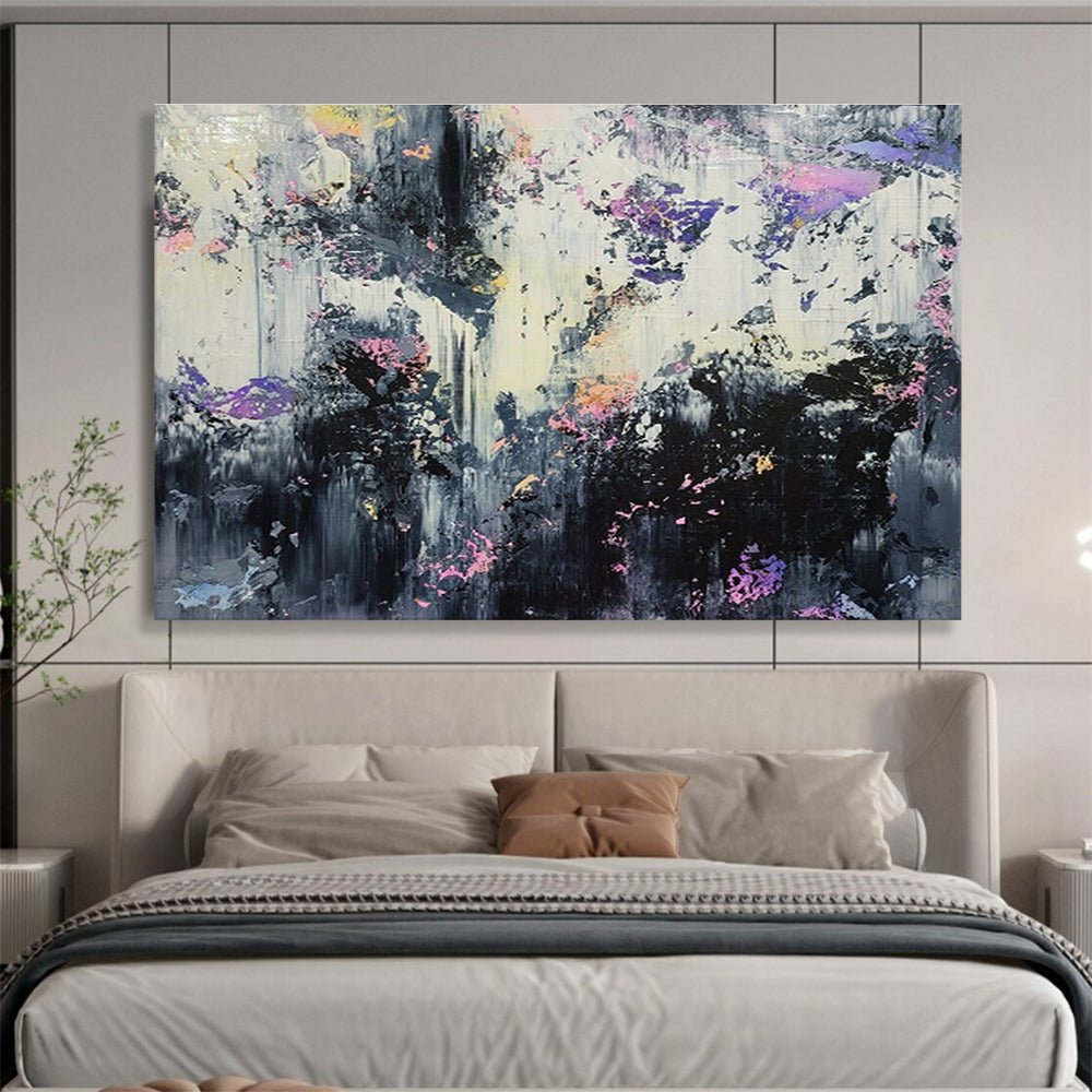 Black, White, Purple, Pink Abstract Drip Art For Sale WB406