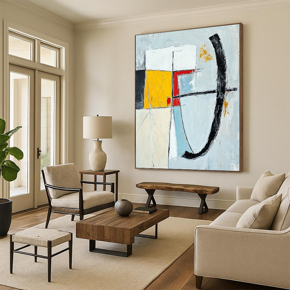 Large Size Multicolor Abstract Shape Painting For Sale HS128