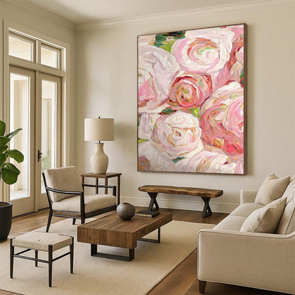 Pink, White Abstract Floral Art For Bedroom and Dining Room WS419