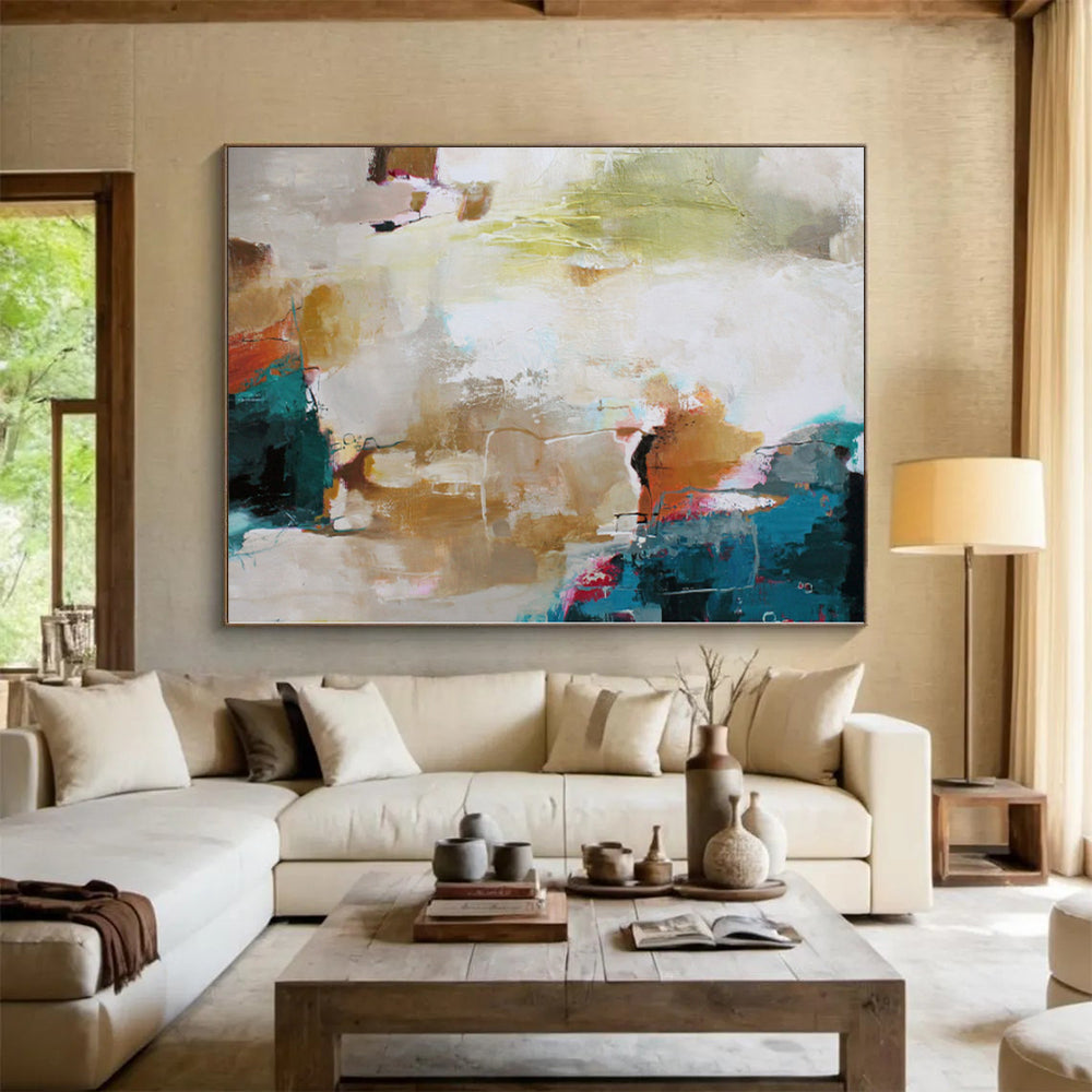 Hand-Painted Multicolor Abstract Expressionist Painting For Sale HS012