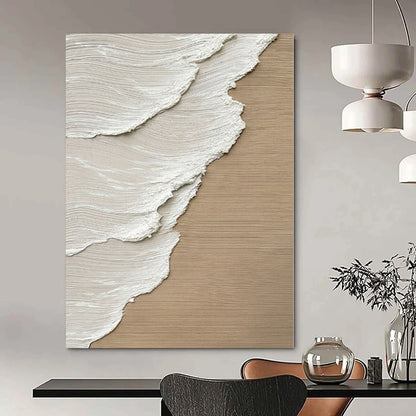Beige, White Abstract Textured Art For Minimalist Living Room and Bedroom WS424