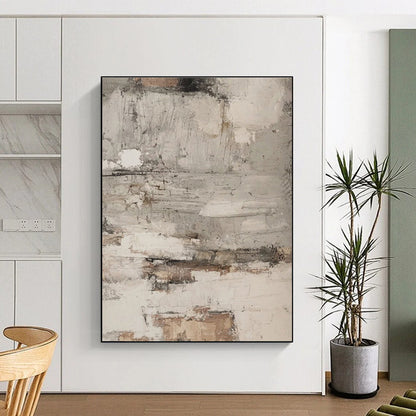Handmade Art Gray & Brown Textured Abstract, Minimalist Canvas Art HS319