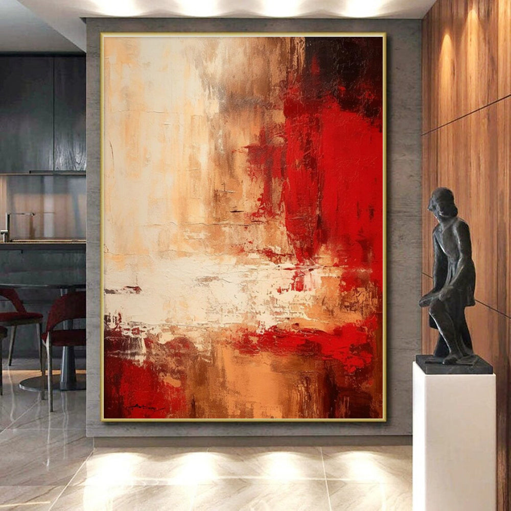 Acrylic Modern Art Paintings Warm Reds and Neutrals Abstract Expressionism HS583