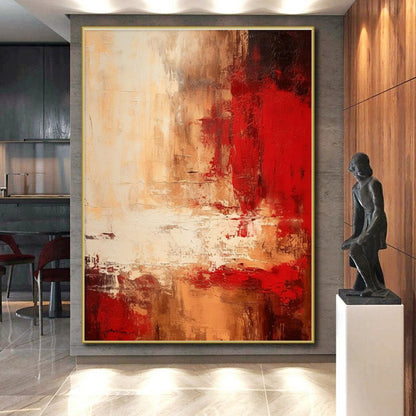 Acrylic Modern Art Paintings Warm Reds and Neutrals Abstract Expressionism HS583