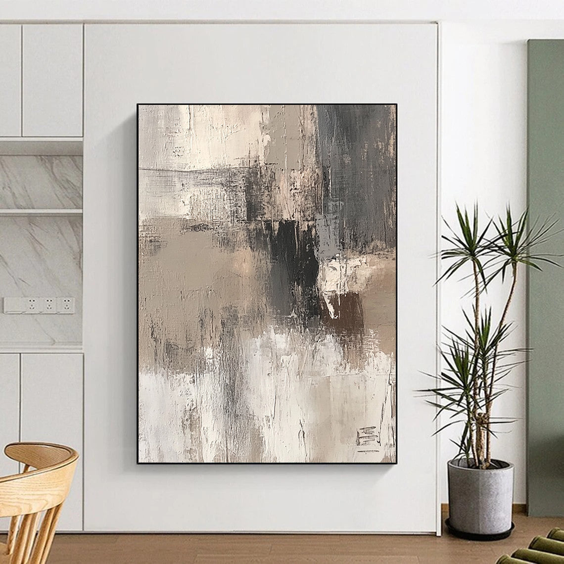 Handmade Art Neutral Tones Textured Abstract Painting HS175