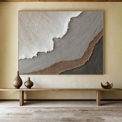 Big Size Beige, Gray and Brown Abstract Textured Painting WB066